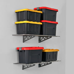 SafeRacks 12" x 36" Wall Shelves (Two Pack with Hooks)