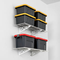 SafeRacks 12" x 36" Wall Shelves (Two Pack with Hooks)