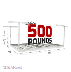 SafeRacks 4' x 6' Overhead Garage Storage Rack